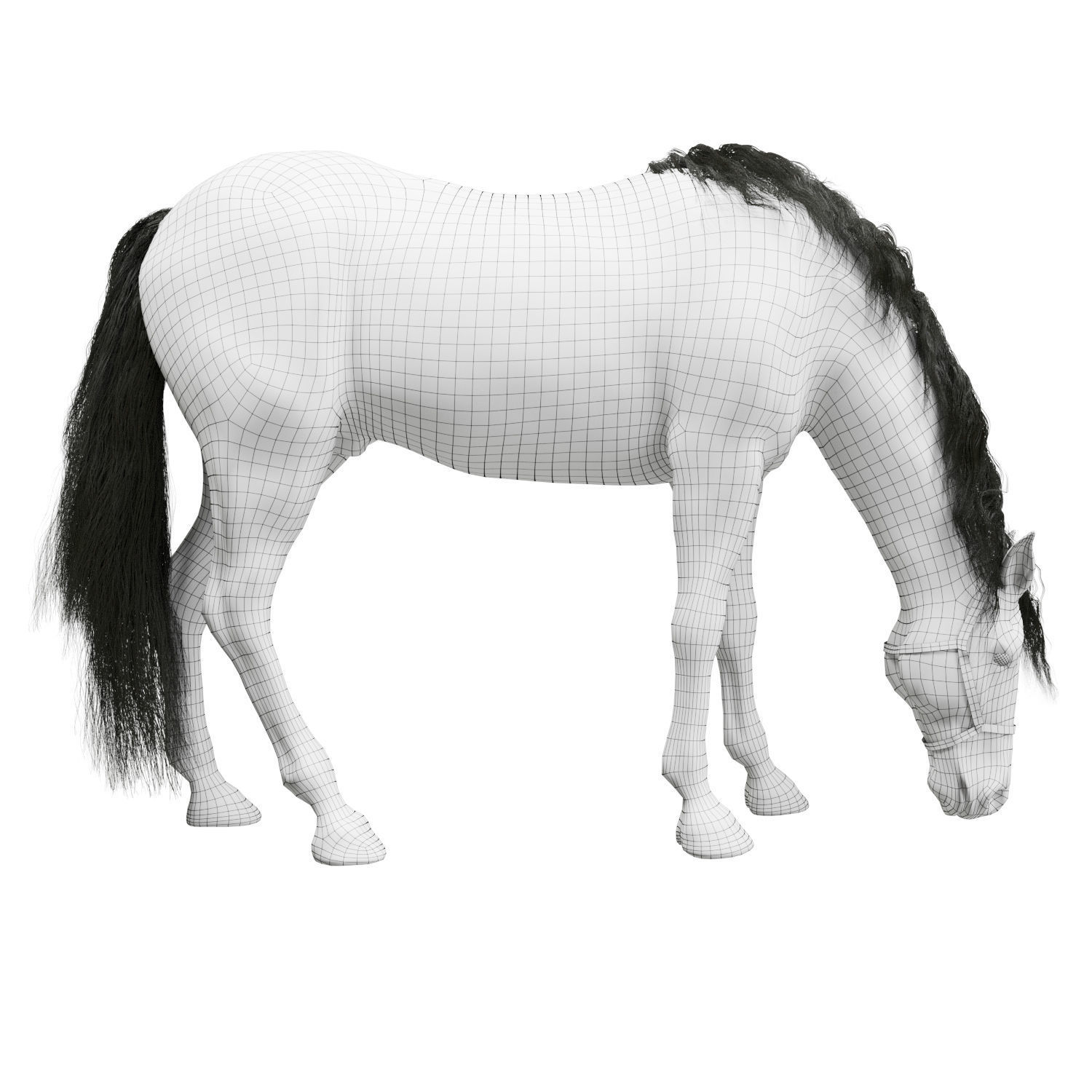 Horse grazing 3D model_4