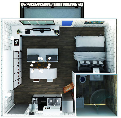 Studio Apartment 3D model