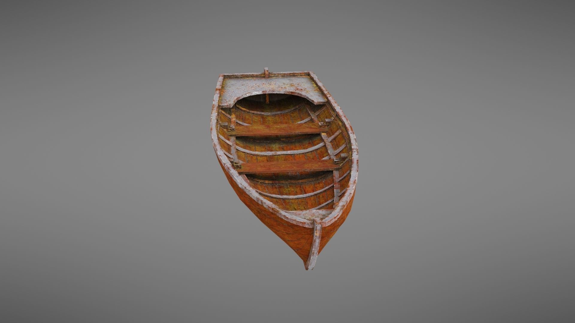Rowboat old wooden boat Low-poly 3D model_18