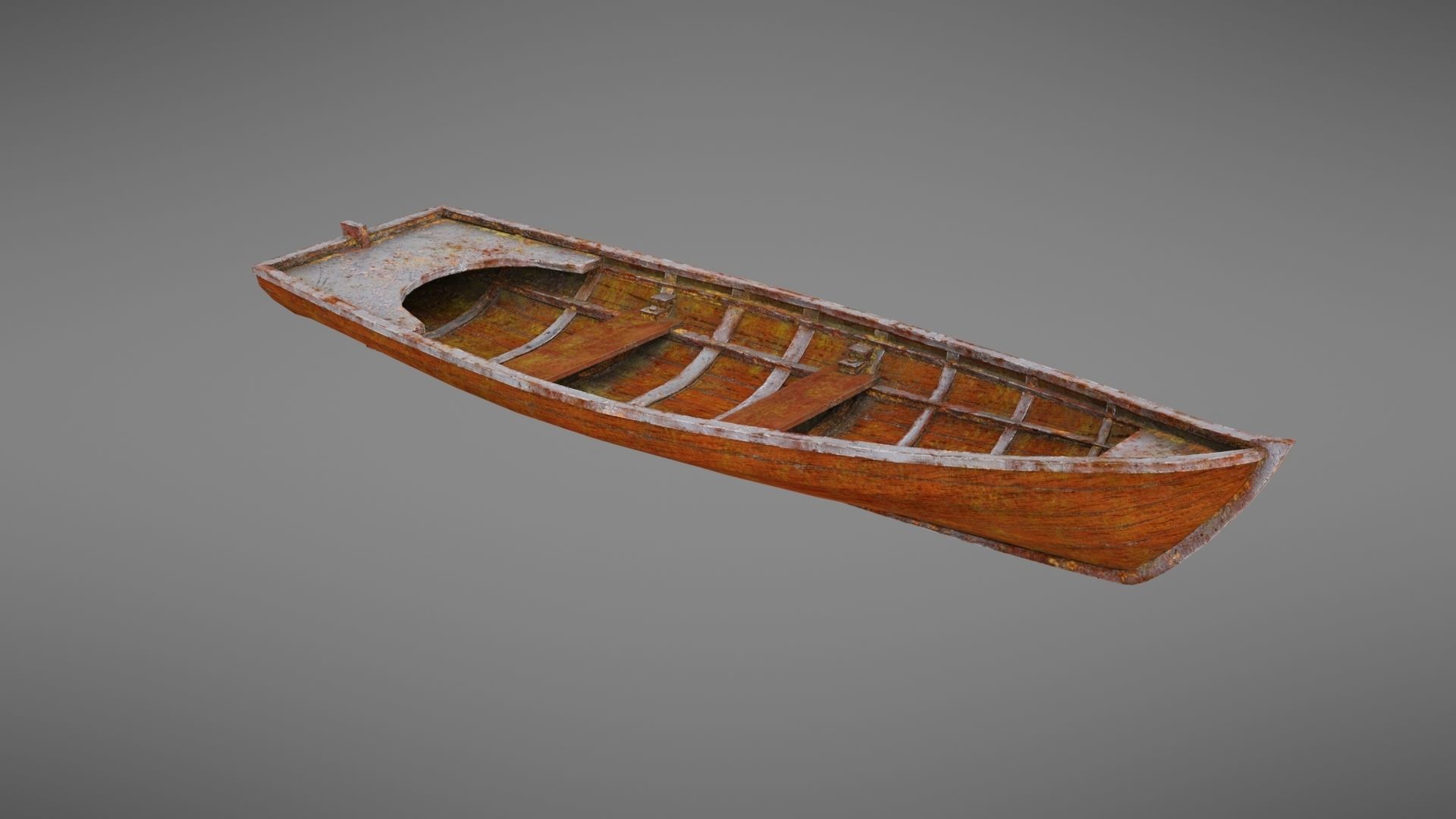 Rowboat old wooden boat Low-poly 3D model_21