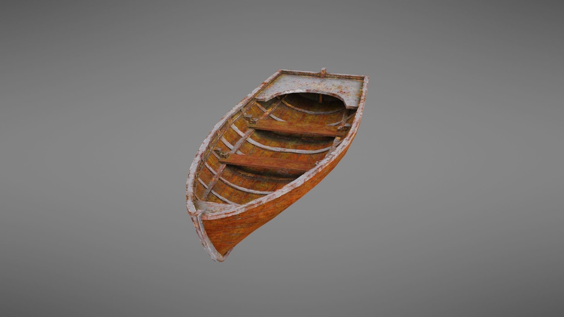 Rowboat old wooden boat Low-poly 3D model_17