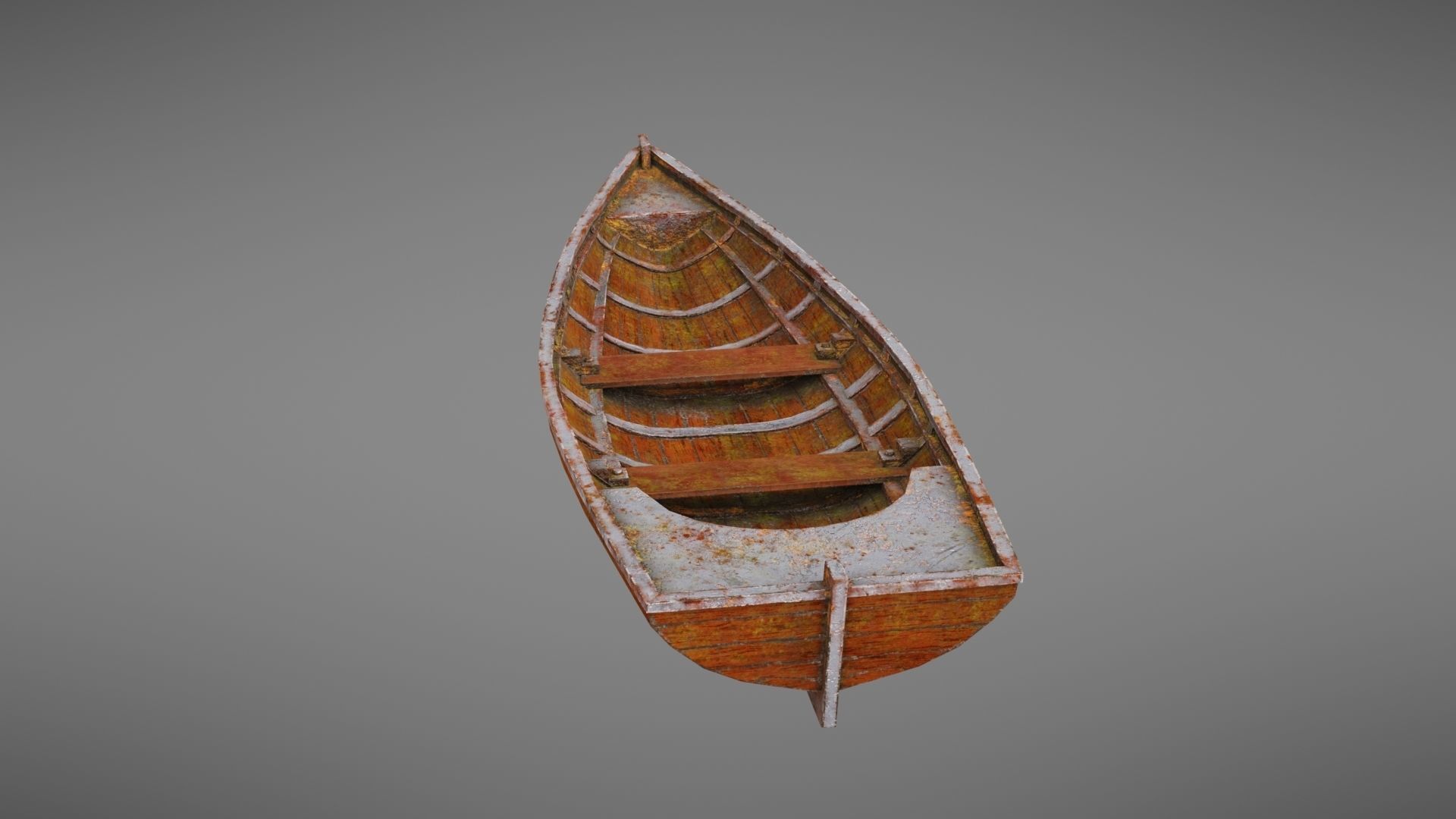 Rowboat old wooden boat Low-poly 3D model_11