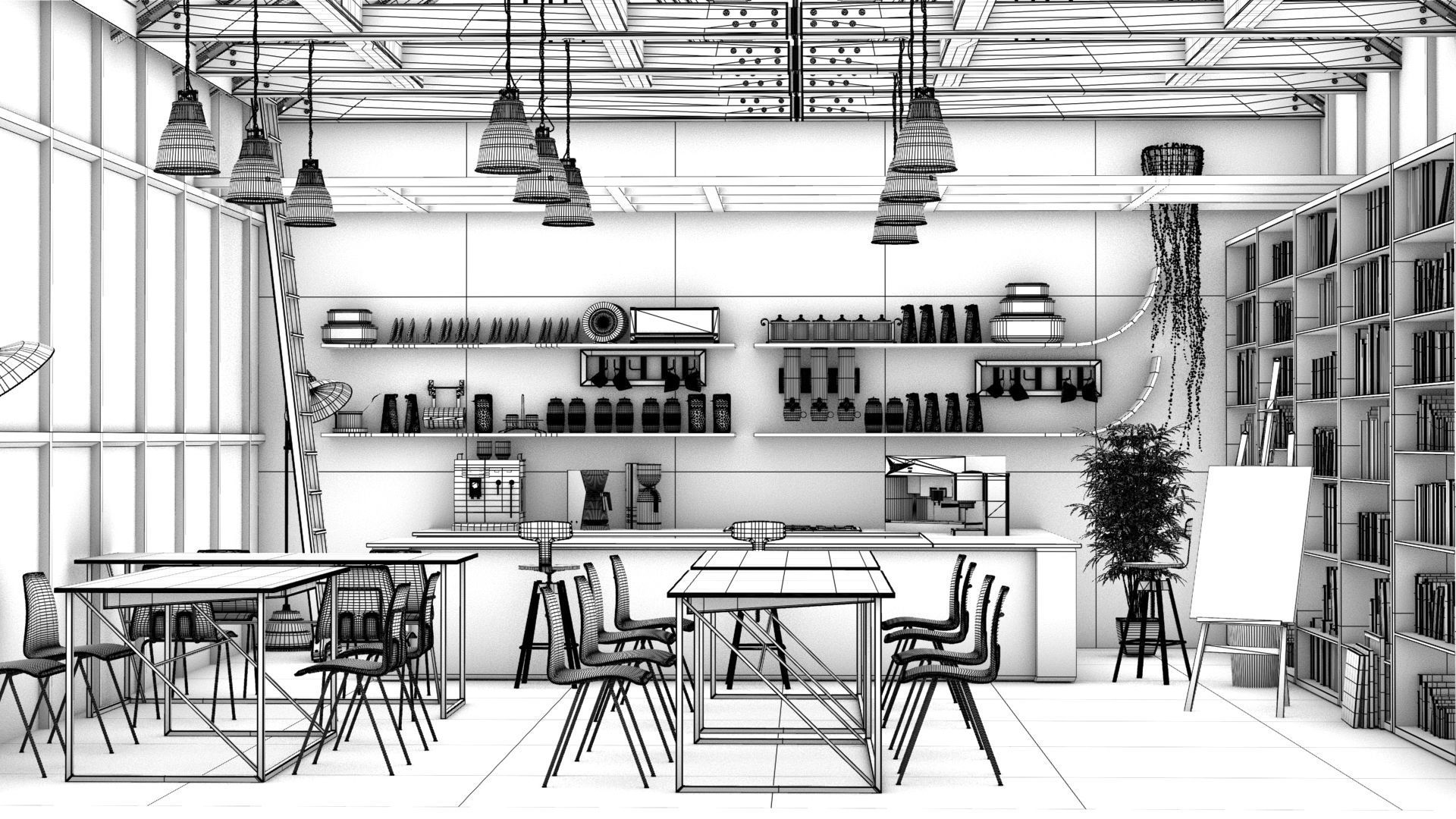 Cool Coffee Shop 3D model_7