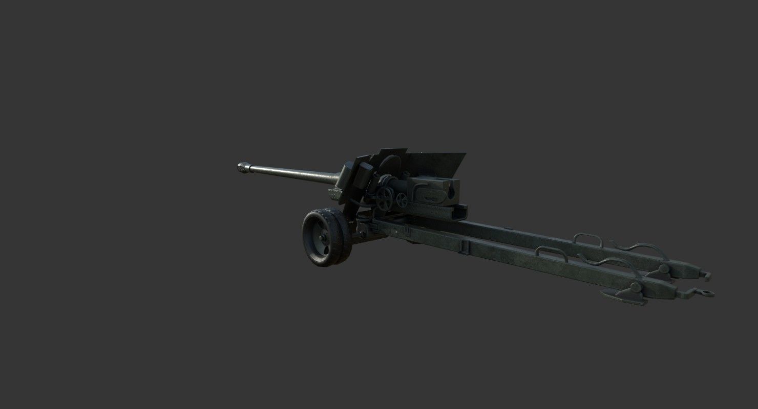 BS-3 100 mm field gun M1944 Low-poly 3D model_3