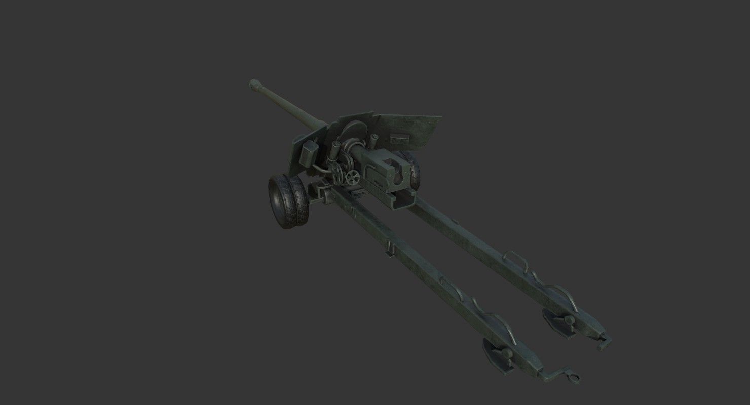 BS-3 100 mm field gun M1944 Low-poly 3D model_4