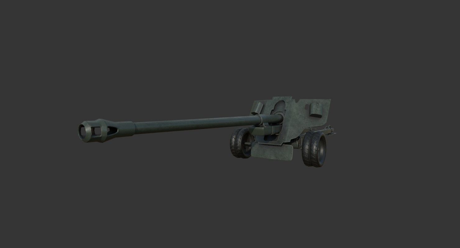 BS-3 100 mm field gun M1944 Low-poly 3D model_1