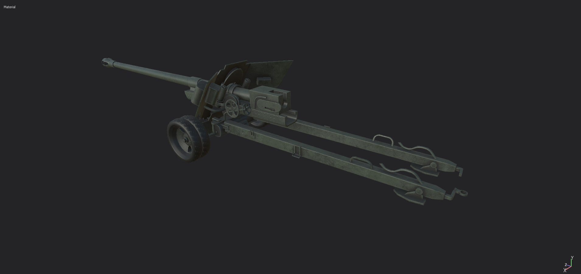 BS-3 100 mm field gun M1944 Low-poly 3D model_12