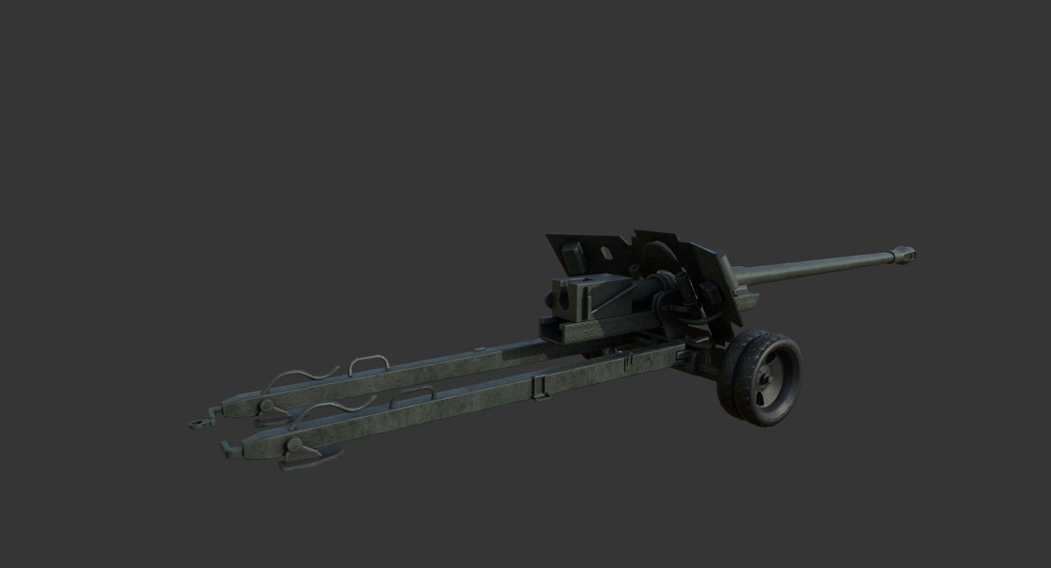 BS-3 100 mm field gun M1944 Low-poly 3D model_5