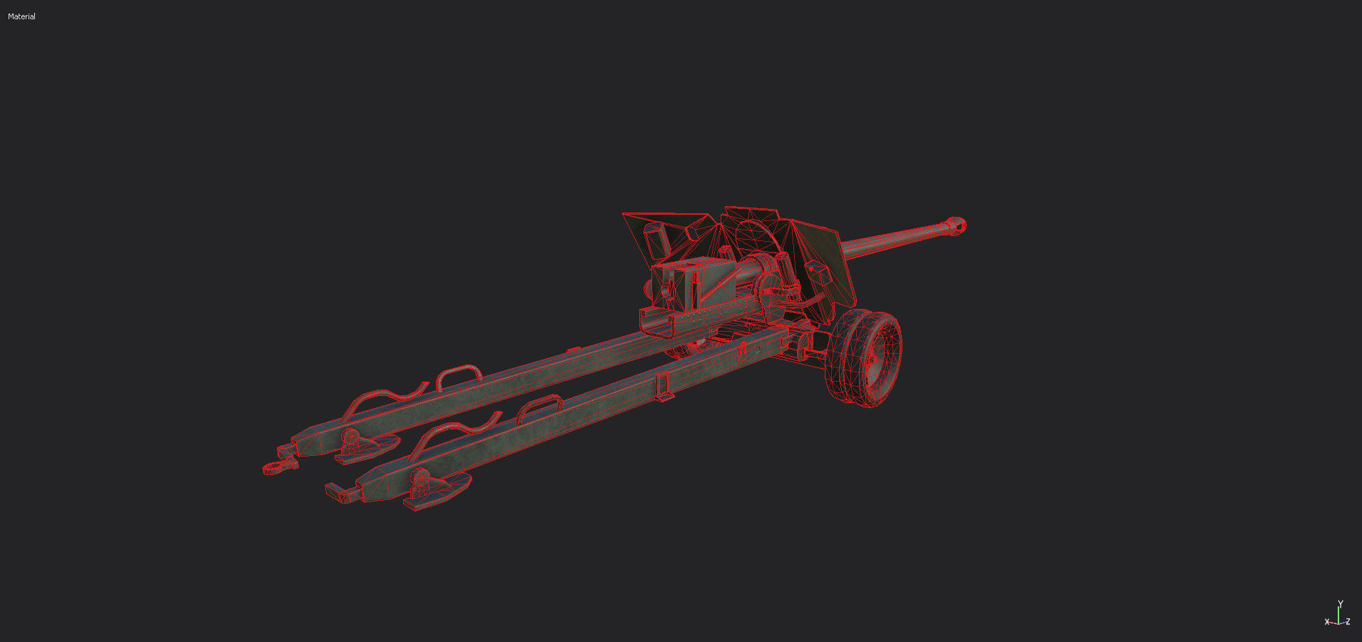 BS-3 100 mm field gun M1944 Low-poly 3D model_10