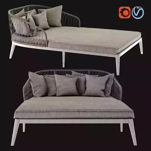 ENDOUME Grey Woven Cord Double Sun Lounger