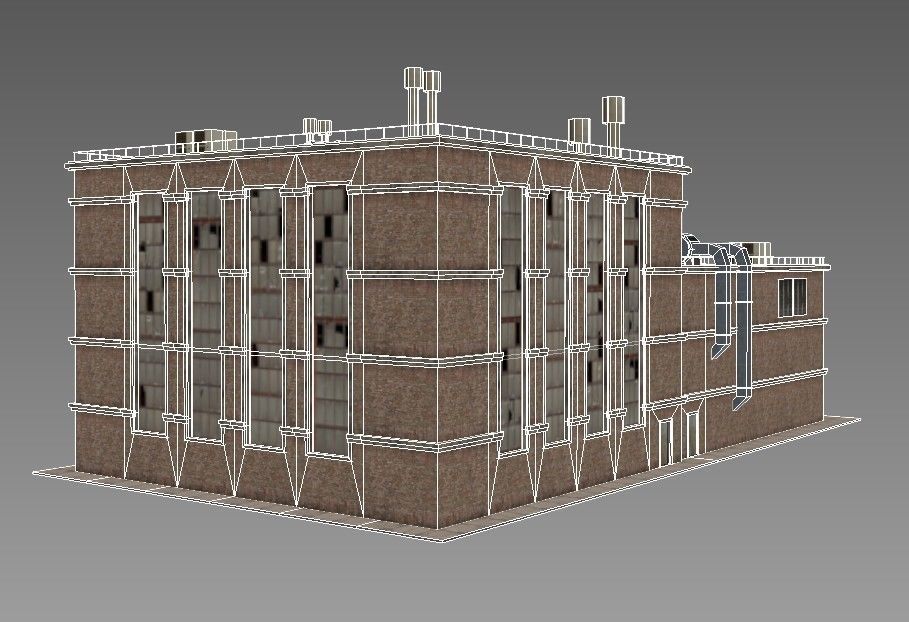 Factory building Low-poly 3D model_7