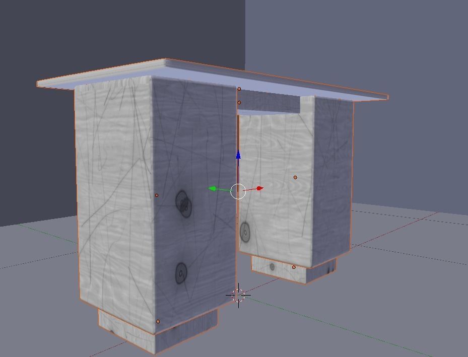 Table made of glass and wood 3D model_2
