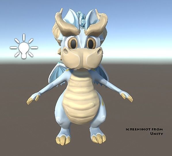 Little Ice Dragon Game Character Low-poly 3D model_7
