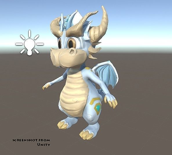 Little Ice Dragon Game Character Low-poly 3D model_8