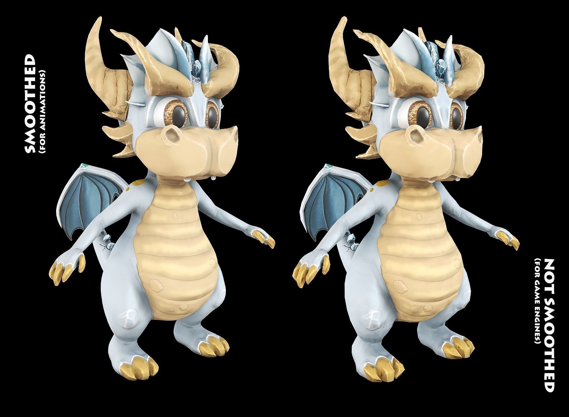 Little Ice Dragon Game Character Low-poly 3D model_5