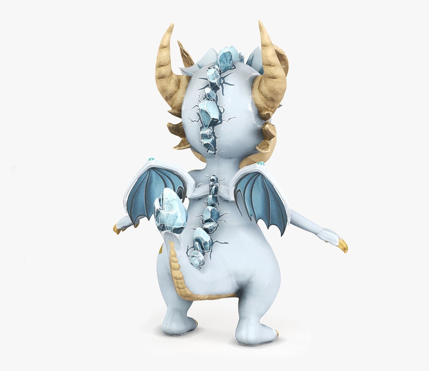 Little Ice Dragon Game Character Low-poly 3D model_3