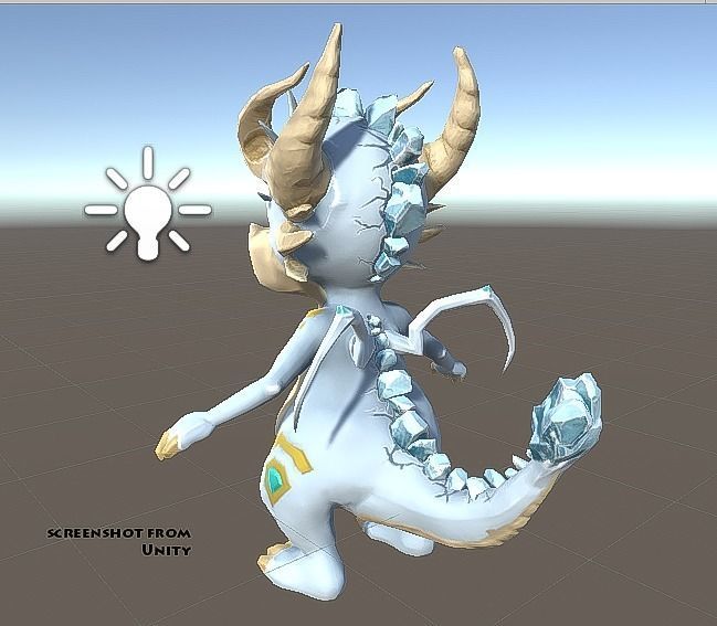 Little Ice Dragon Game Character Low-poly 3D model_9