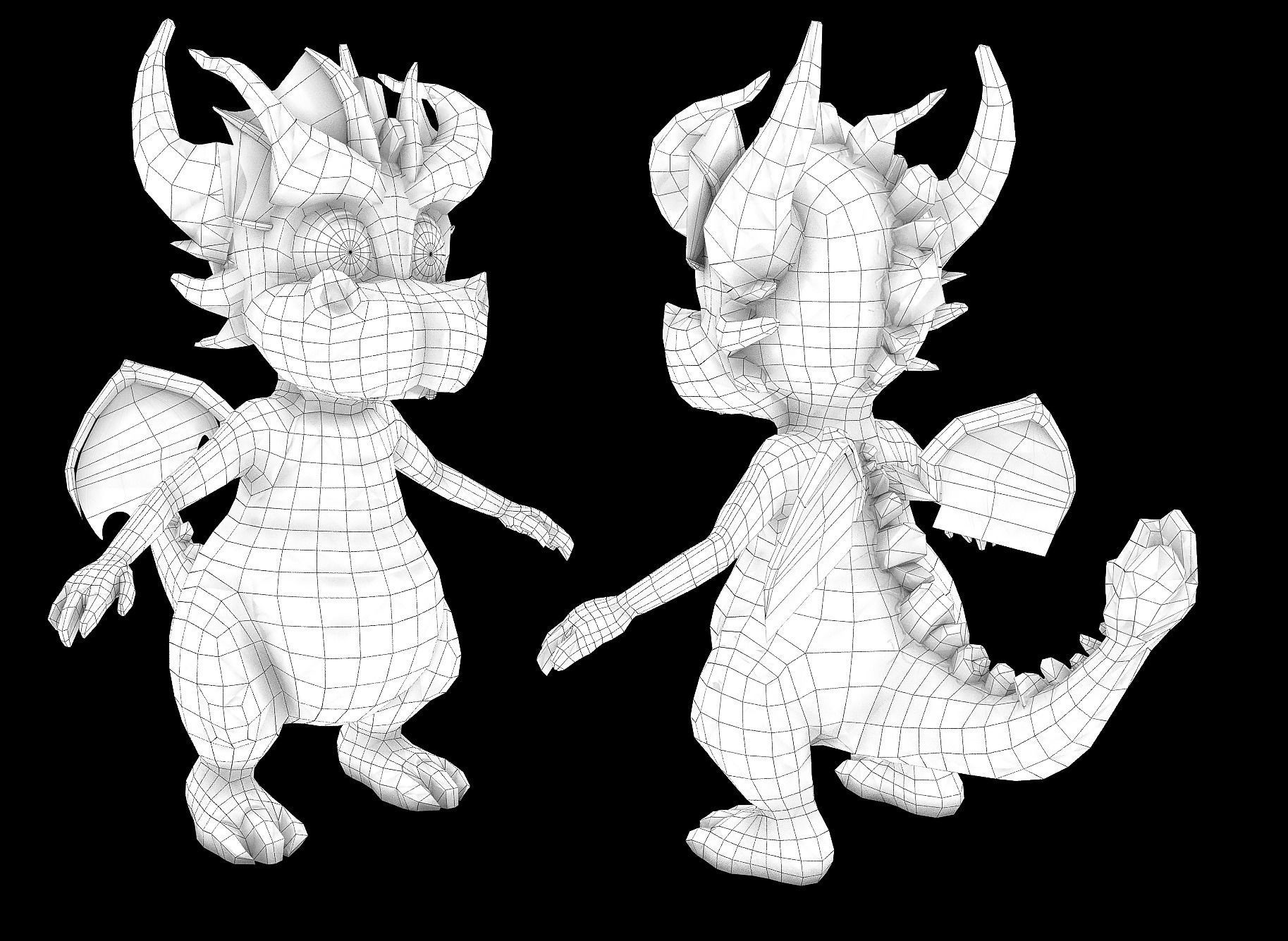 Little Ice Dragon Game Character Low-poly 3D model_6