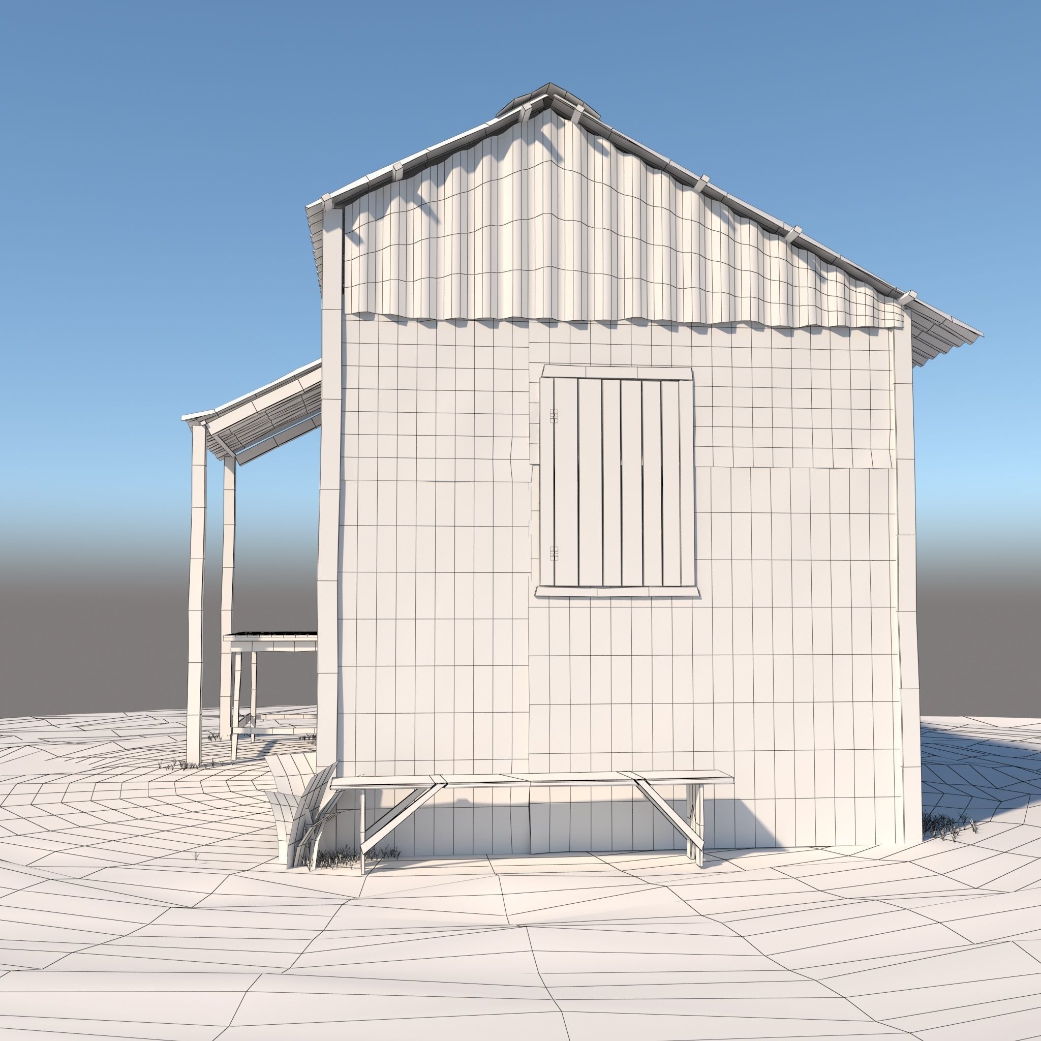 3D Wooden Shed model 3D model_3