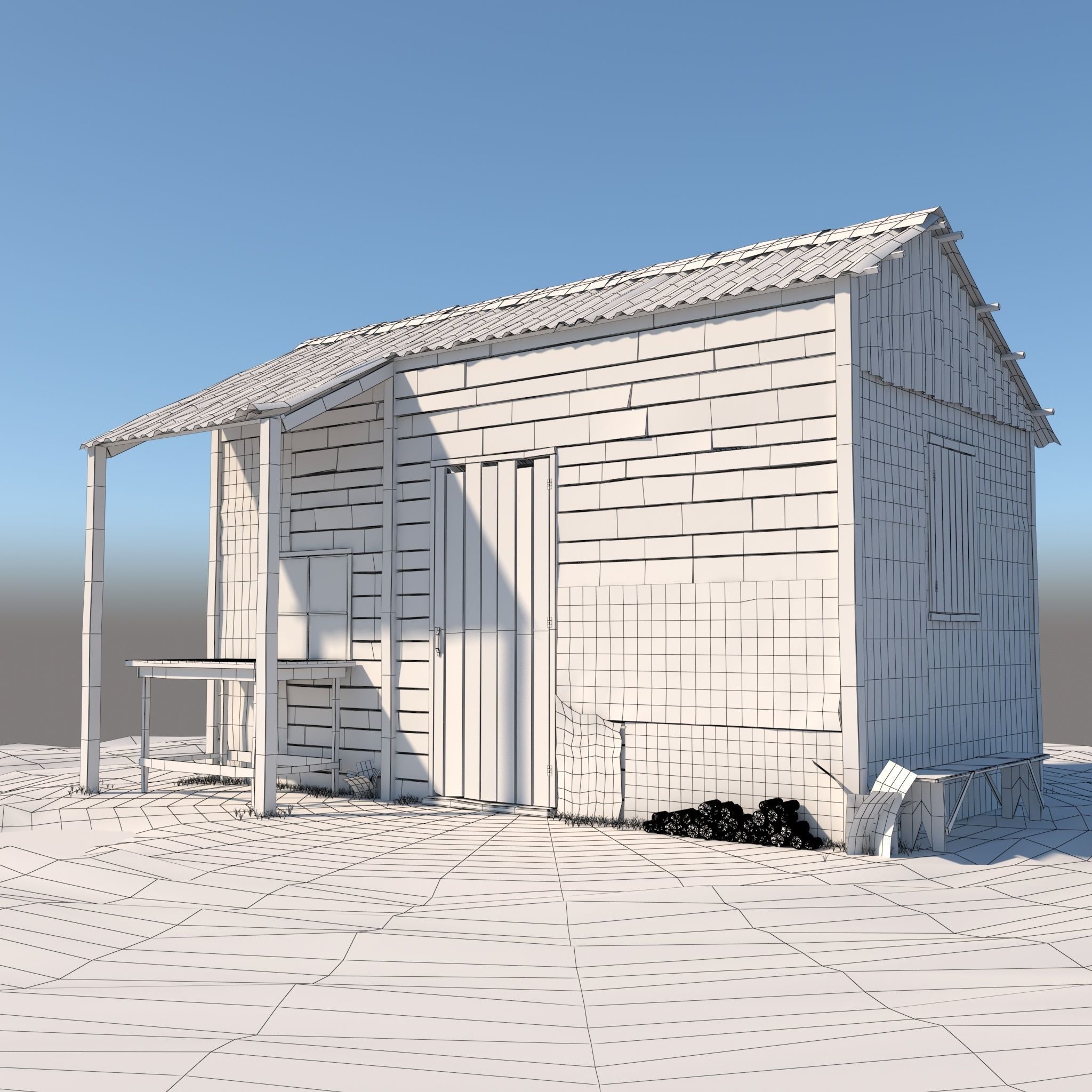 3D Wooden Shed model 3D model_1