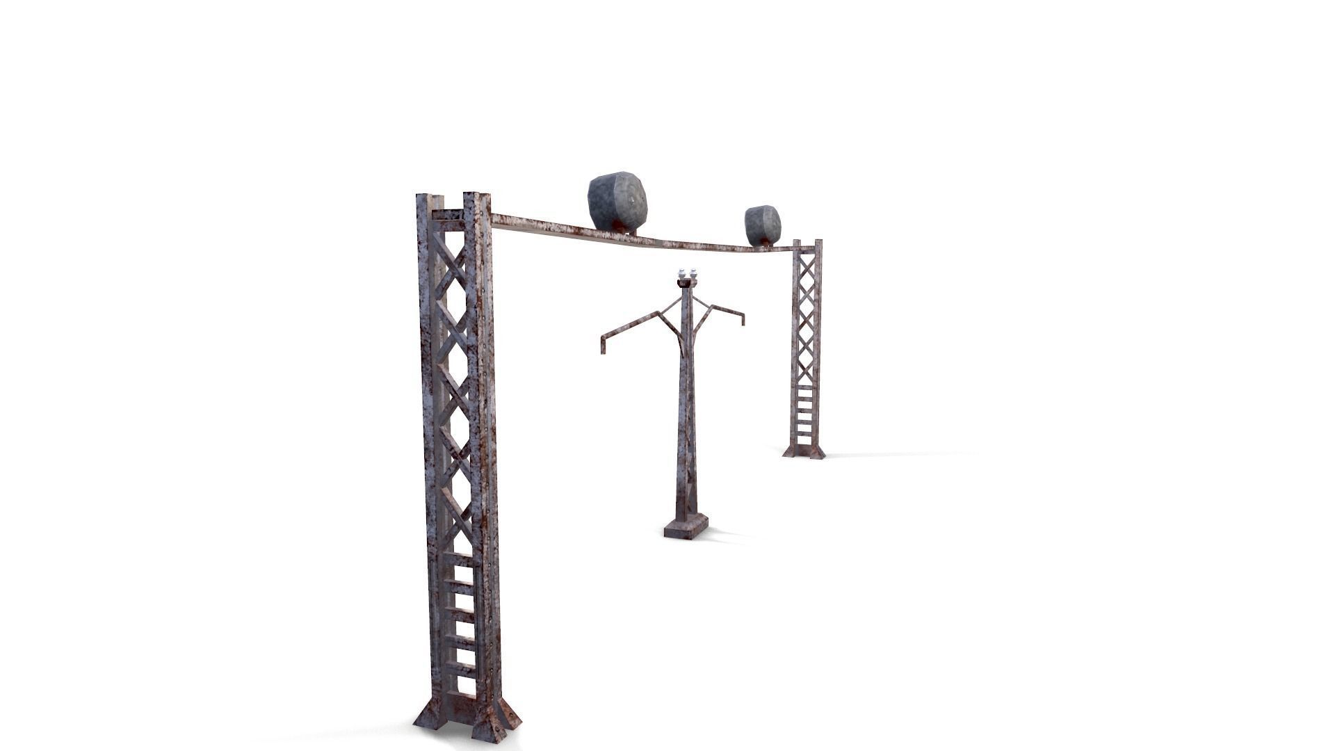 Electric pillar Low-poly 3D model_5