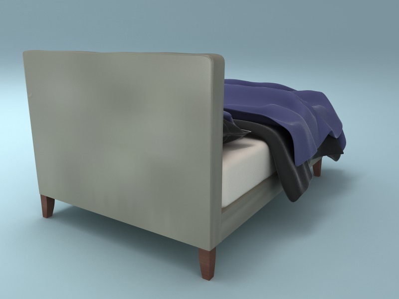 Bed with Padded Headboard 3D model_2