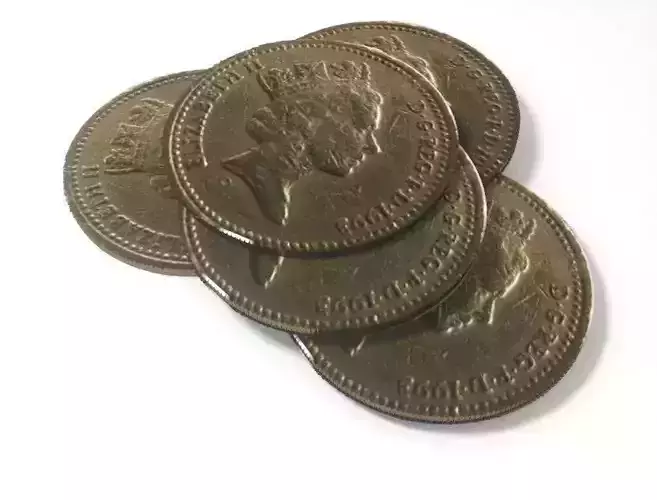 One pound British coin 3D model