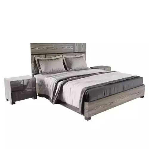 Modrest Picasso Italian Modern Grey Lacquer Bed Set