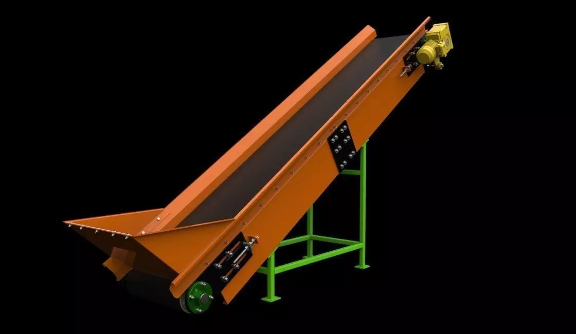 Belt conveyor 3D model_0