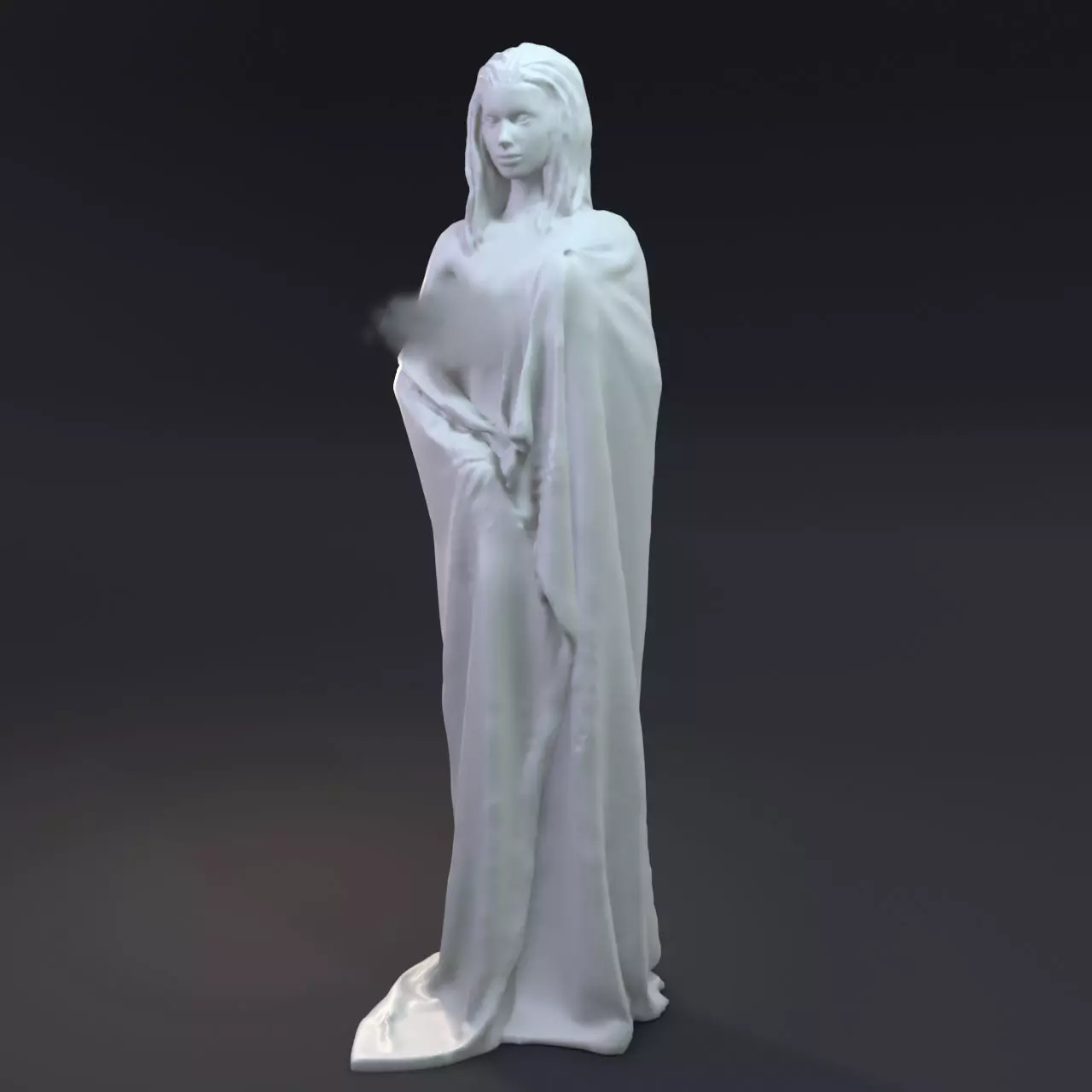 girl with flowing hair in a plaid 3D print model