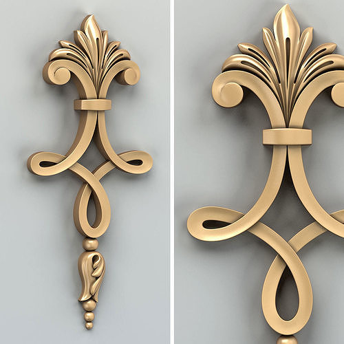 Carved decor vertical 015 3D model