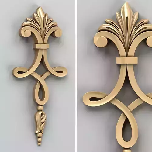 Carved decor vertical 015 3D model