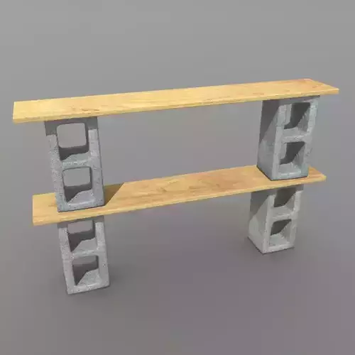 Shelf 2 bench made of wood and bricks