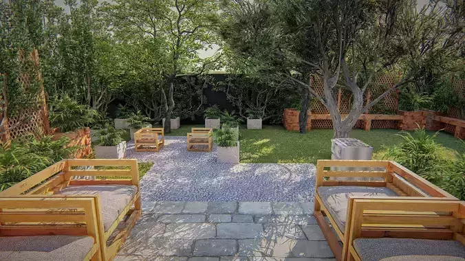 Backyard design and render in lumion 3D model
