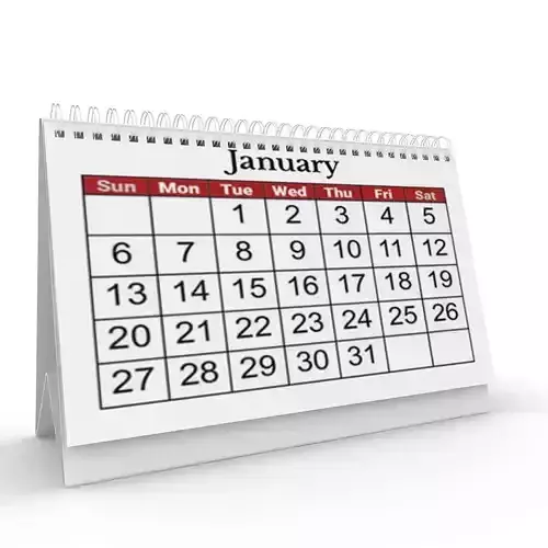 Calendar january 3D model