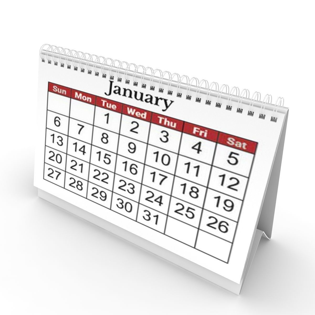 Calendar january 3D model_1