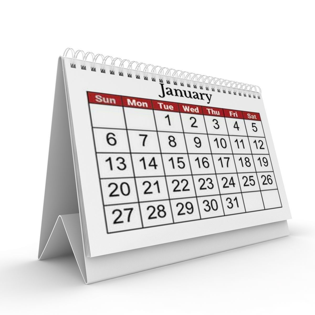 Calendar january 3D model_2