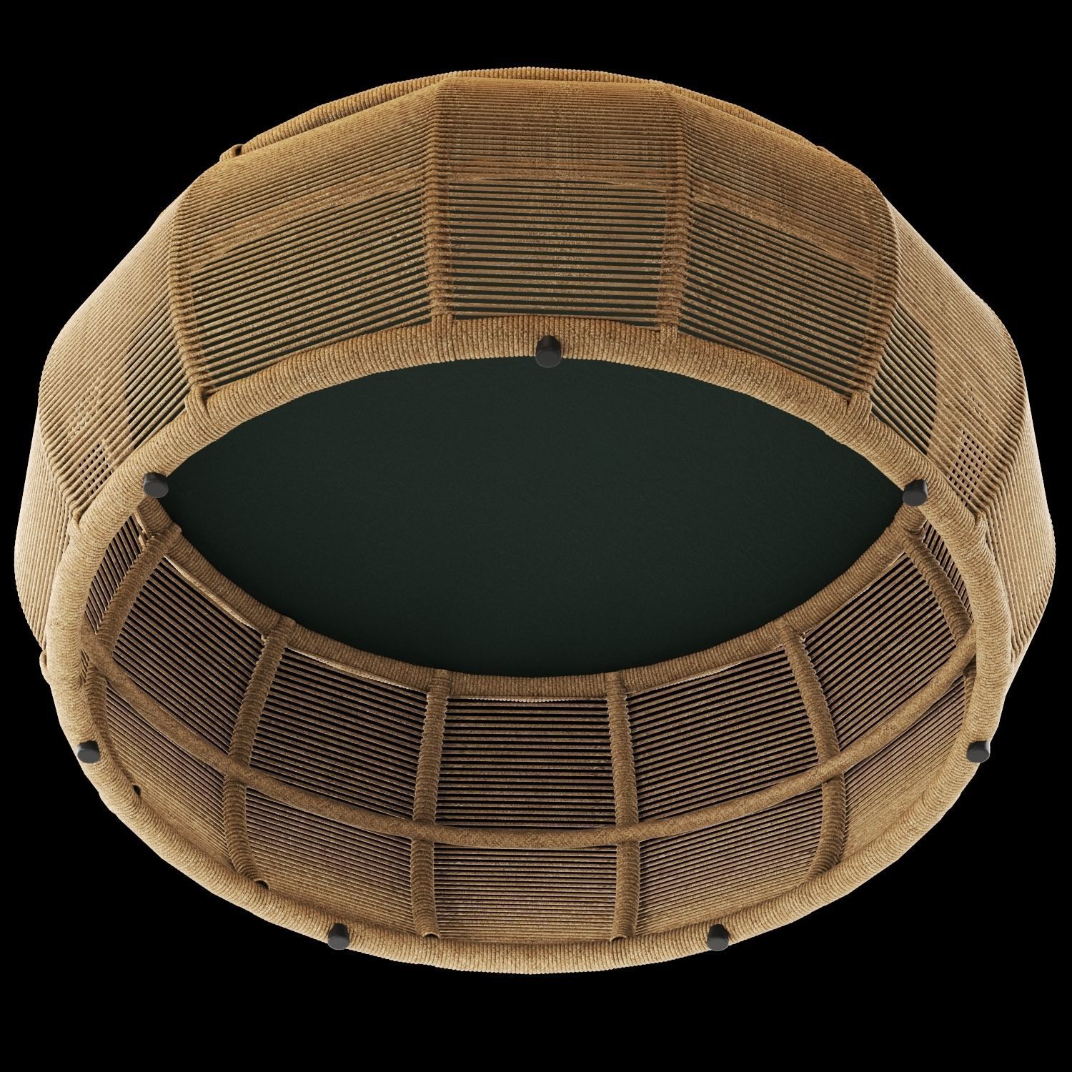 TAMARIN Round Resin Wicker and Grey Glass Garden Coffee Table 3D model_5