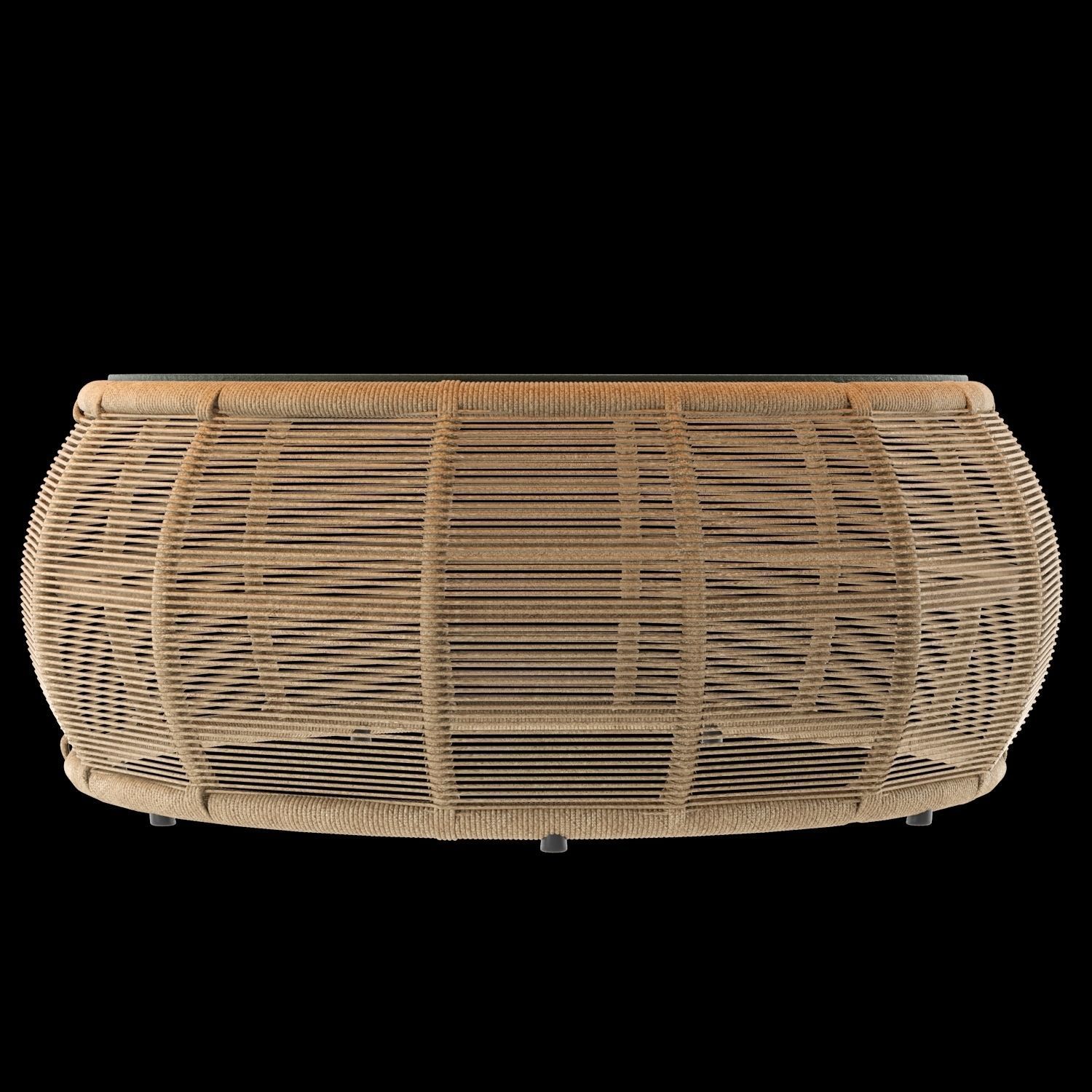 TAMARIN Round Resin Wicker and Grey Glass Garden Coffee Table 3D model_3