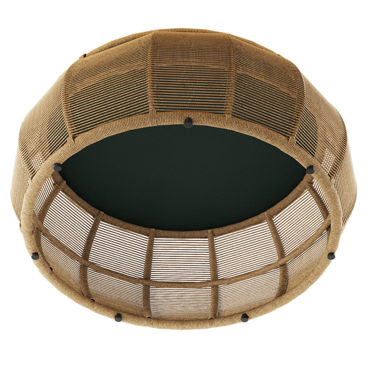 TAMARIN Round Resin Wicker and Grey Glass Garden Coffee Table 3D model_1