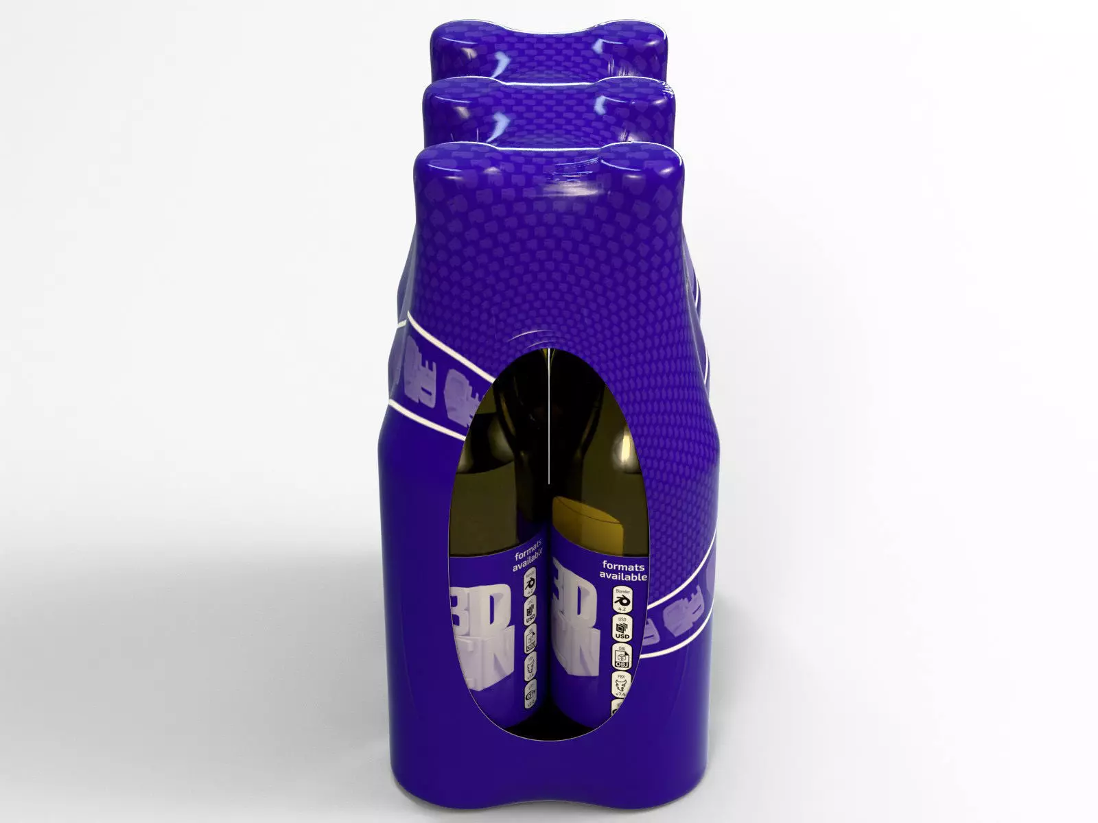 6 pack 330ml shrinkwrapped bottles 3D model_4