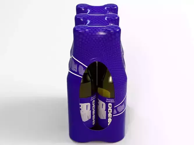6 pack 330ml shrinkwrapped bottles 3D model 5