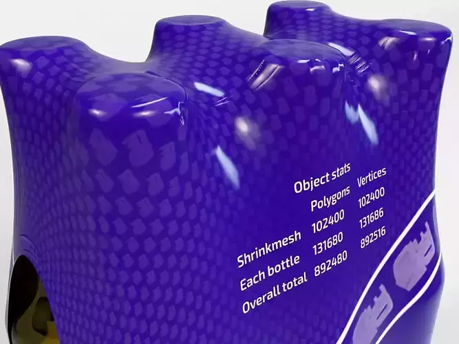 6 pack 330ml shrinkwrapped bottles 3D model 7