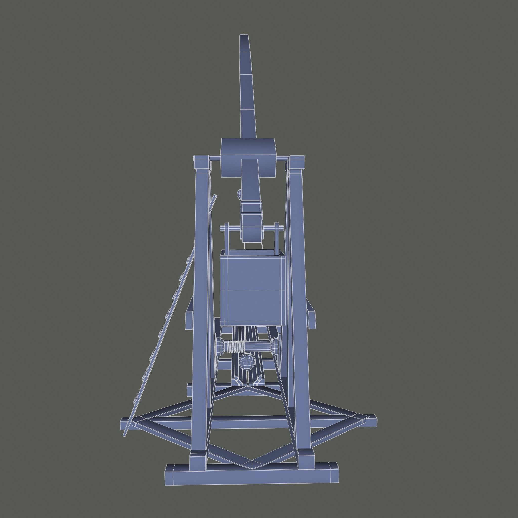 Trebuchet wooden crane Low-poly 3D model_30