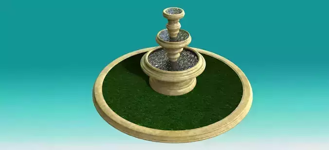 Fountain with grass on top