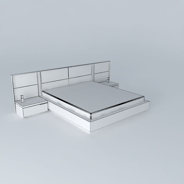 bed wooden shelf Free 3D model_3