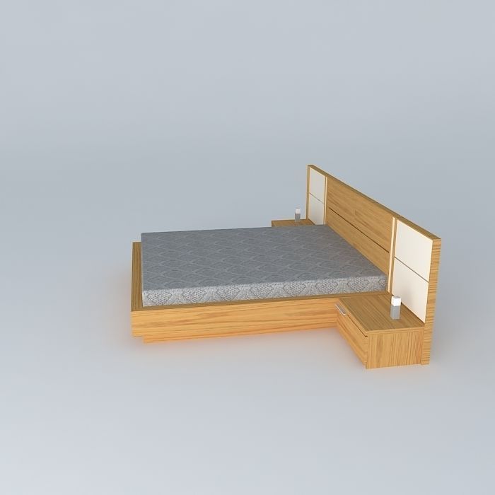bed wooden shelf Free 3D model_2