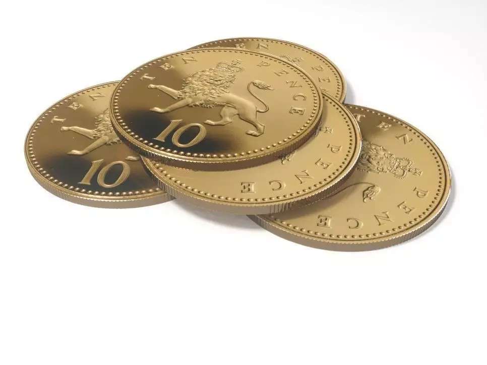 Ten pense British coin 3D model_0
