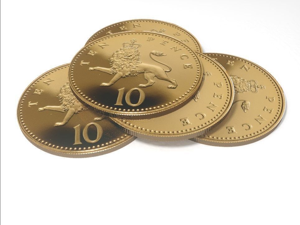 Ten pense British coin 3D model_5