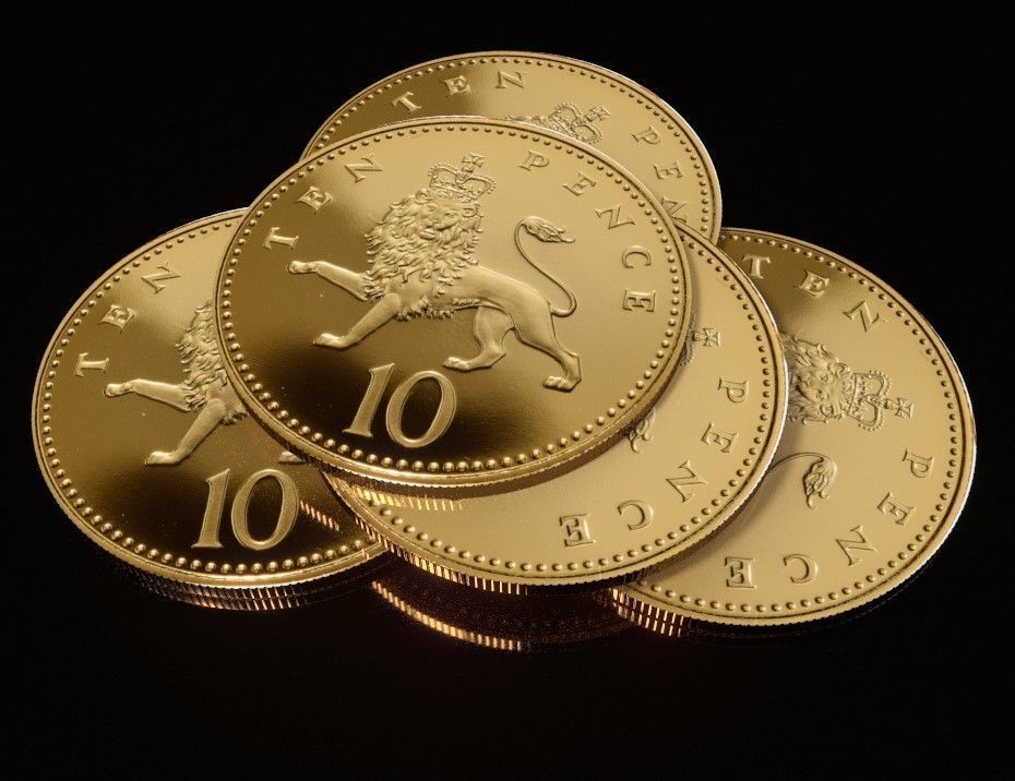 Ten pense British coin 3D model_1